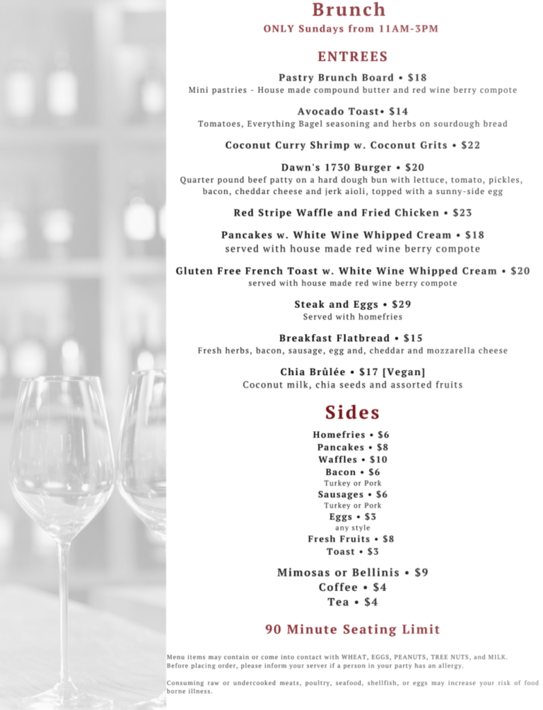 Brunch Menu Wine Bar Wine Lounge Lounge
